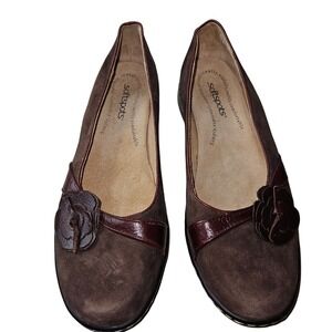 Softspots Brown Suede Comfort Flats with Flower Detail Size‎ 8.5M